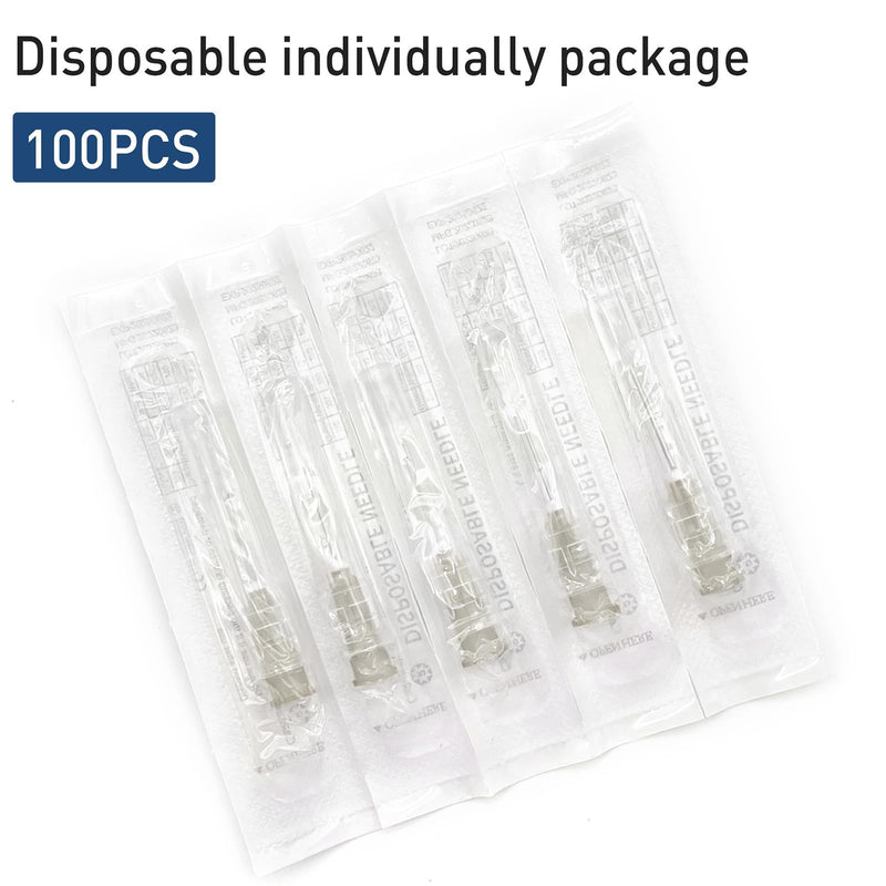 100PCS 27Ga 1 inch (25mm) Needle Lab Accessories, Refilling Inks,Individually Packaged 27G 1 inch