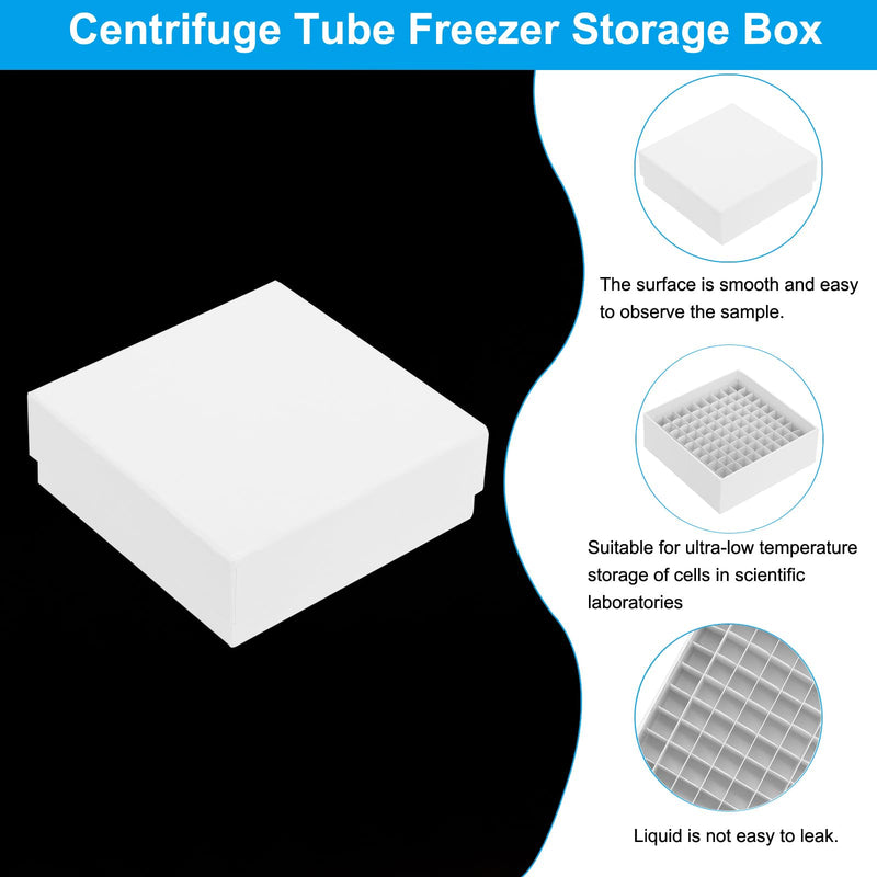 PATIKIL 100 Well Centrifuge Tube Freezer Storage Box, 6 Pcs Waterproof Cardboard Tube Rack for 0.5ml, 1.5ml, 1.8ml, 2ml Tubes Vials Samples, White