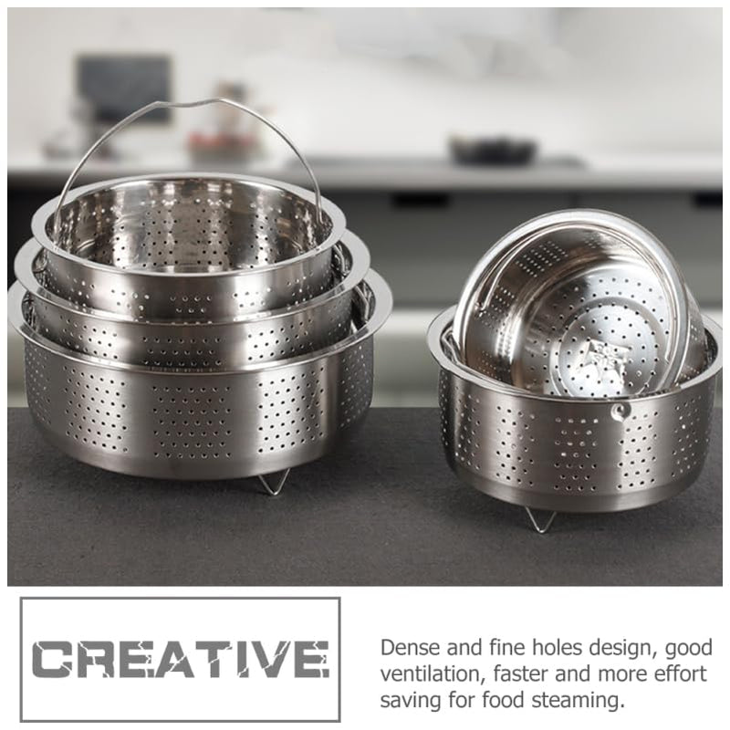 Stainless Steel Steamer Basket 6.88 X 6.88 X 3.74 in Rice Cooker Insert for Steam Cooking Food Steaming Rack for Ramen Pasta Soup Cereal Oatmeal