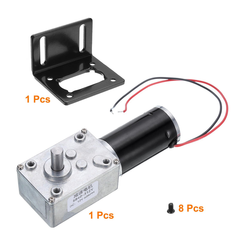 MECCANIXITY DC 12V High Torque Turbine Worm Geared Motor with 8mm Shaft 60RPM Geared Motor with Wire for Electric Fireplace 60 RPM