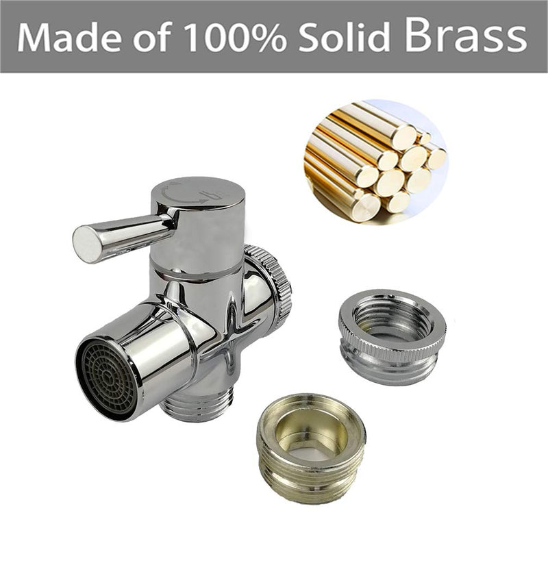 Sink to Garden Hose Diverter All Brass Adapter Valve with Aerator, for Bathroom/Kitchen Sink Faucet Connection Portable Washing Machine/Dishwasher (G1/2 * 3/4", Chrome) G1/2*3/4"