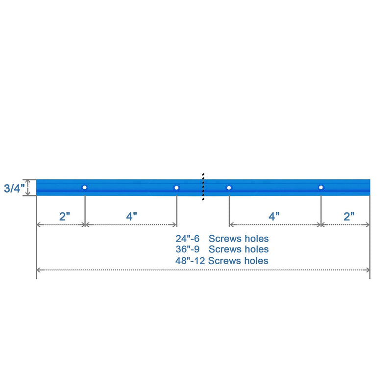 Aluminum 48 Inch T-Track with Wood Screws–Double Cut Profile Universal with Predrilled Mounting Holes -Woodworking and Clamps–Frosted Surface Anodized - 2 PK (Blue) 48"