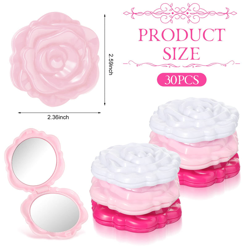 Geelin 30 Pcs Pink Rose Compact Mirrors Bulk Bridal Wedding Shower Party Favors Flower Foldable Makeup Mirror Handheld Pocket for Guest Women Wedding Bridesmaid Quinceanera Travel Tea Party Favor Gift