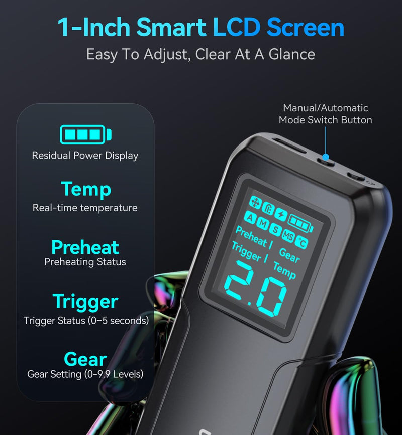 Battery Spot Welder, Handheld Rechargeable Battery Welder with LCD Screen, Auto & Manual Modes, Portable Spot Welding Machine for 18650 Battery DIY, Repairs and Outdoor Use