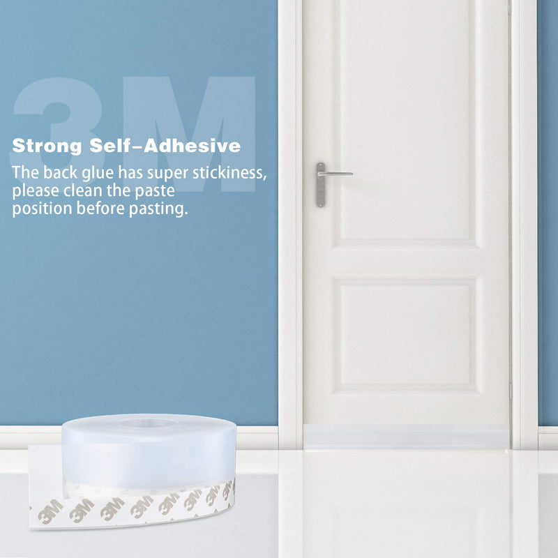 26 Feet Silicone Seal Strip,Door Weather Stripping, Sealing Tape for Door Draft Stopper Adhesive Tape for Doors Windows and Shower Glass Gaps (Transparent, 45MM) TRANSPARENT