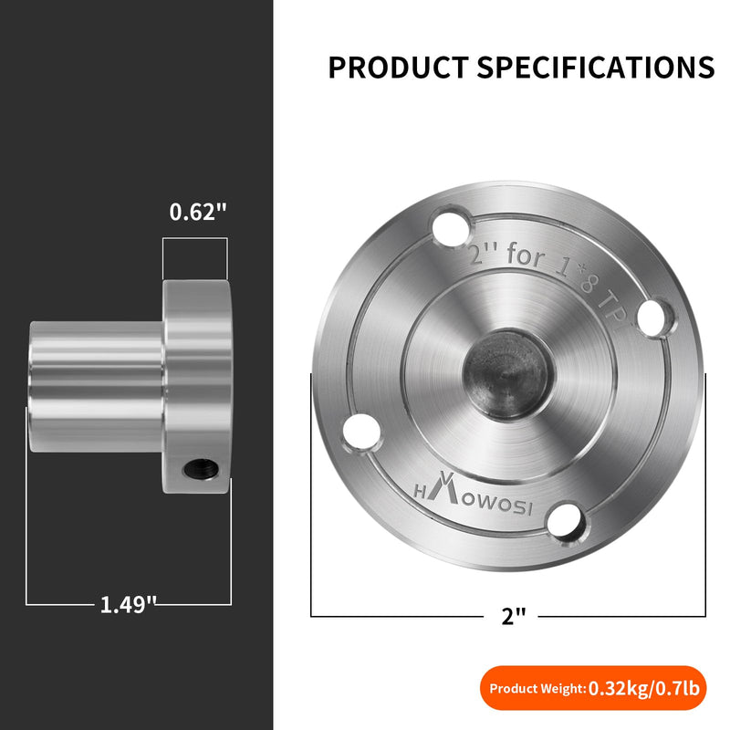 2" Steel Wood Lathe Faceplate,Faceplate for Wood Lathe,Lathe Face Plate Fit for 1" x 8TPI Spindle with Screwchuck D2-1x8TPI
