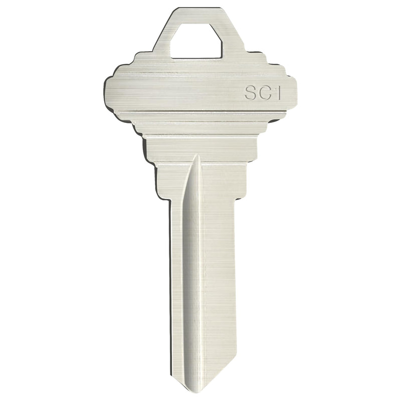 Blank Keys SC1 Key Blanks Pack of 50 Blank Key House Office Brass Key Blank, Silver