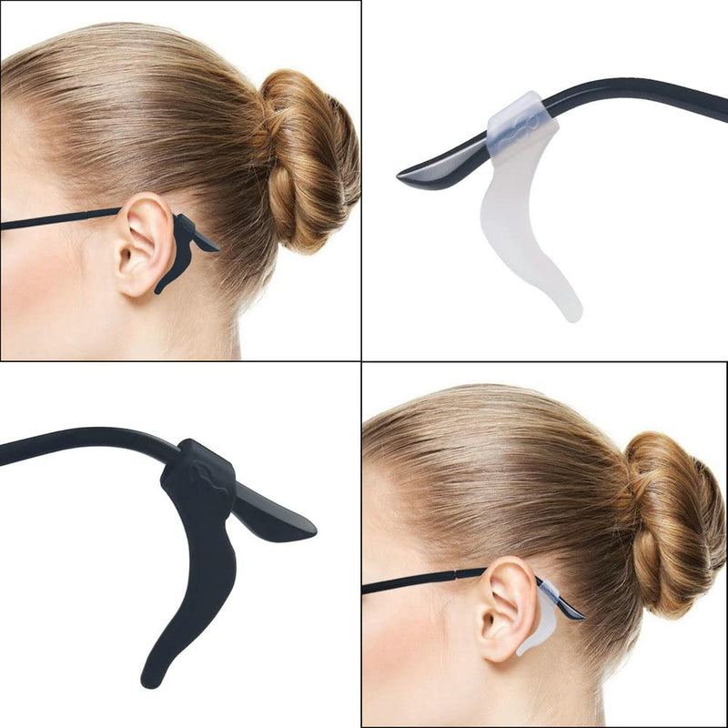 20Pairs Glasses Anti-slip Silicone Ear Clip, Glasses Holder With Storage Box, Eyeglass Ear Grips, Safety Eyewear Retainers for Sunglasses Presbyopia Glasses Sports Glasses (10 Black 10 white Black White