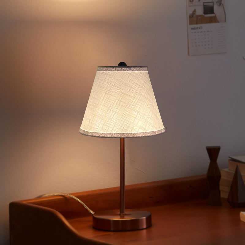 TOOTOO STAR Small Lamp Shades Set of 2, 5x9x7 Inch White Small Lamp Shade for Table Lamps Replacement, Handmade Linen Spider Mount 5"x 9"x 7"