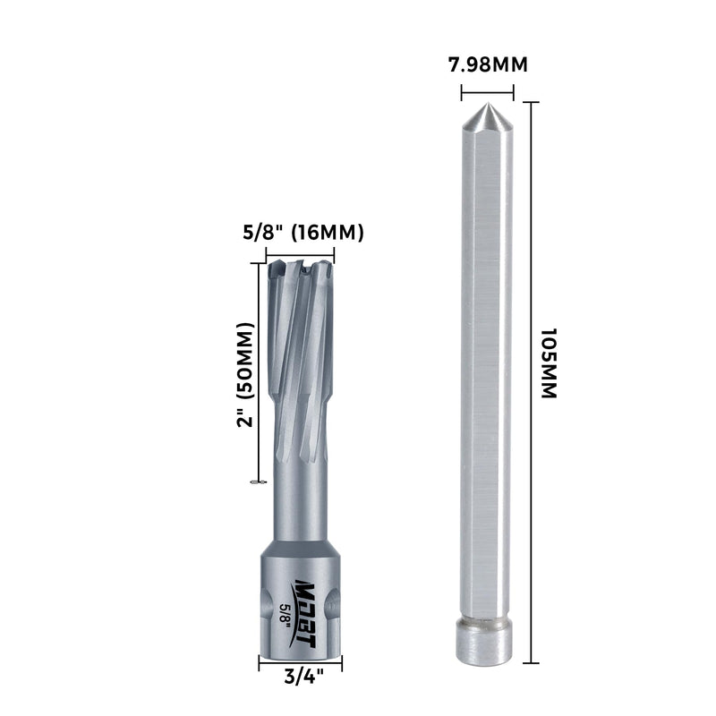 TCT Annular Cutter, 5/8" Diameter and 2INCH Depth, Universal Shank Compatible with 3/4" Weldon Shark and Other Standard Tool Holder 5/8 INCH Industrial