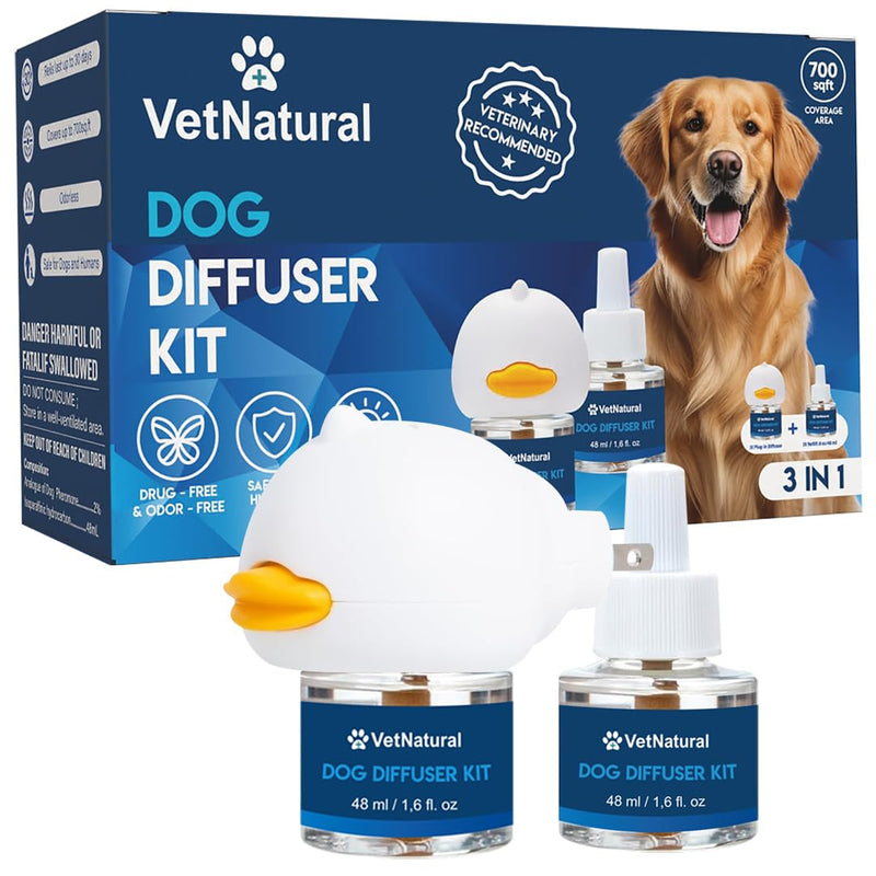 SINCE 1871 GÜLLÜOGLU Vetnatural Dog Calming Diffuser Plug-in with Natural Pheromone Formula – 60 Day Refill Kit for Dogs, Stress & Anxiety Relief, Indoor Behavior Support