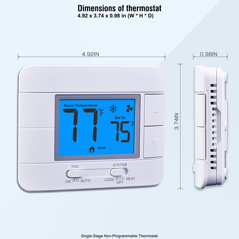 Upgraded Digital Non-Programmable Thermostat for Home 1 Heat/1 Cool Single Stage System, with Temperature & Humidity Monitor and Large Blue LCD Display - NewNest Australia