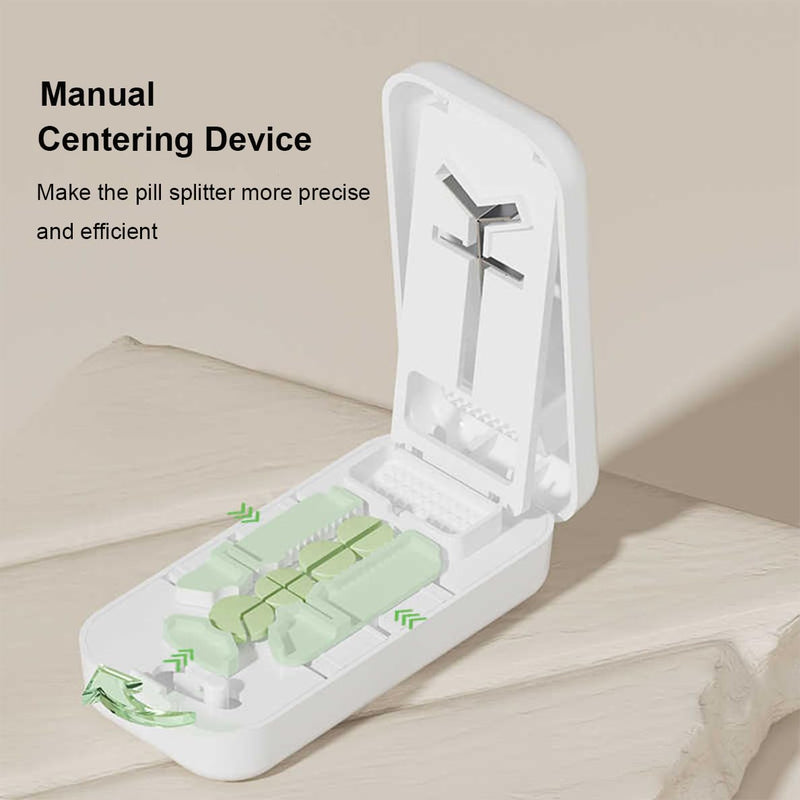 Professional Pill Cutter with Centering Device Safety Blade for Small and Large Tablets, Works for 1/4,1/3 and 1/2