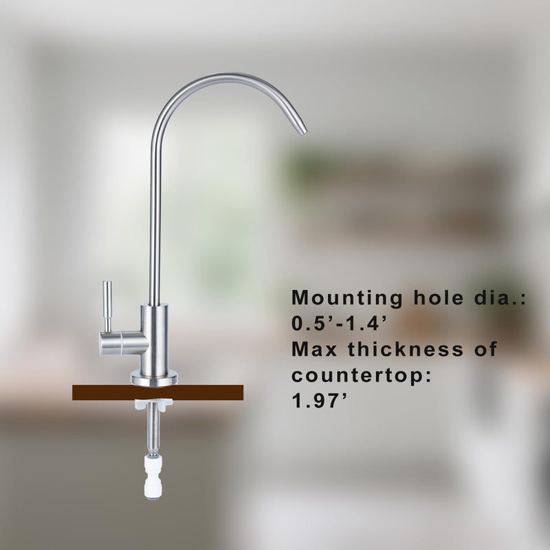 Stainless Steel Drinking Water Faucet, Non-air Gap ro Faucet for Sparkling Water, Cooler Water, Other Reverse Osmosis Water Filtration System (Brushed Nickel 2) Classic