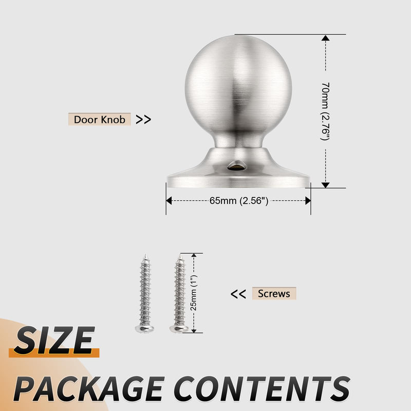 Probrico Dummy Door Knob, Single Sided Handle for Closets/French Doors/Pantry, Brushed Nickel Non-Turning Interior Push/Pull Door Knob 10 Pack
