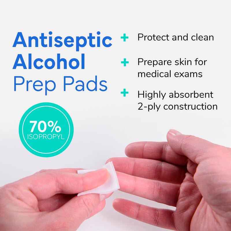 OWELL Alcohol Wipes, Individually Wrapped Alcohol Wipe, Medical & Professional Sterile Alcohol Prep Pads, Medium 2-Ply Medical Alcohol Pad for Cleaning Skin, First Aid Kit Alcohol Swabs (100 Count) Medium (Pack of 100)