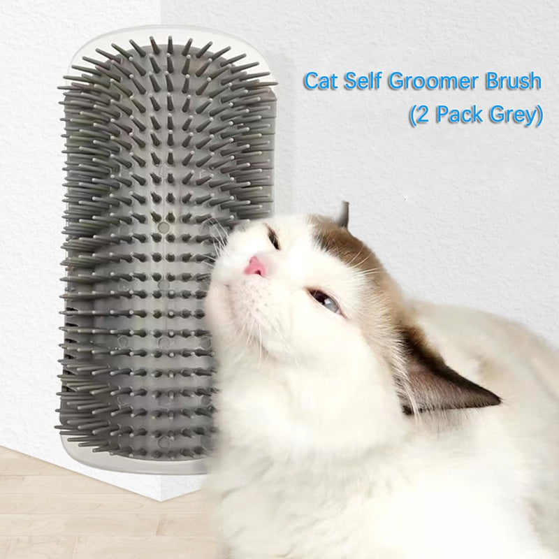 2 Pcs Upgraded Cat Self Groomer with Catnip, Corner Brush Massager for Indoor Cats, Wall Scratcher for Large & Thick-Haired Felines - PawsPlanet Australia