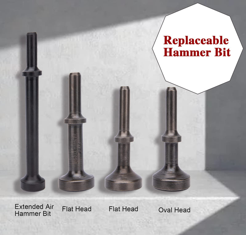 Smoothing Air Hammer Bits Set, 5Pcs Smoothing Air Hammer Tool Kit Air Hammer Atachments Air Chisel Bits, Extended Length Pneumatic Hammer Bit with Spring, Power Hammer Drills Tools & Home Improvement 5pcs smoothing air hammer bits