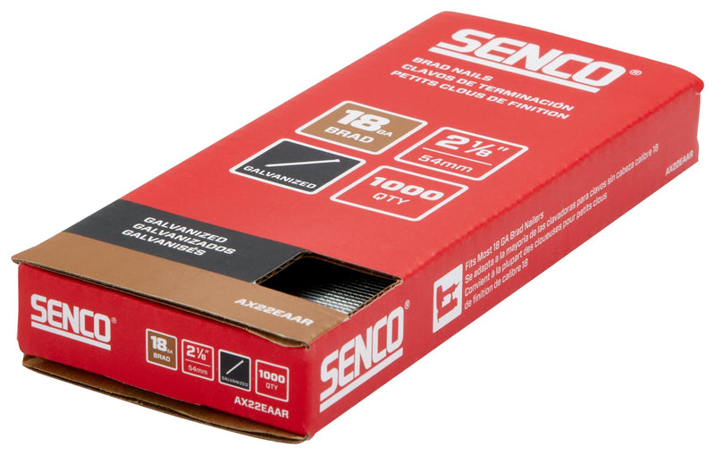 SENCO AX22EAAR 2-1/8" 18 Gauge Brad Nails, Galvanized Finish 1,000 Count Pack