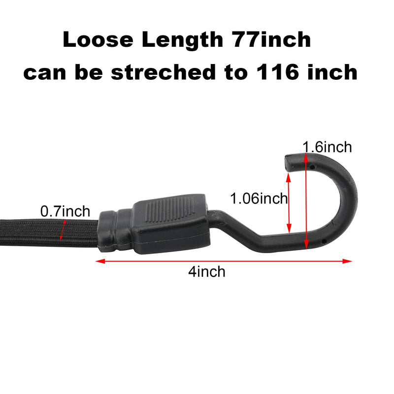 XSTRAP STANDARD 2PK 77 Inch Flat Bungee Cord Heavy Duty Adjustable Long Straps with Hooks for Hand Truck, Camping, Motorcycle, Cars, Bikes, Luggage Rack (Black) Black