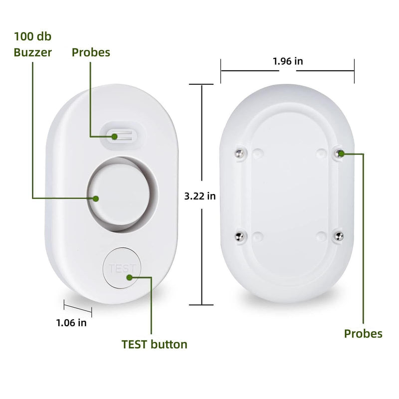 Water Leak Detector Sensor Alarm: Home Water Flooding Monitor Smart Sink Overflow Monitoring Adjustable Wet Moisture Alert Pipe Leakage Drip Detection Warning for Basement Floor 1 Sensor White