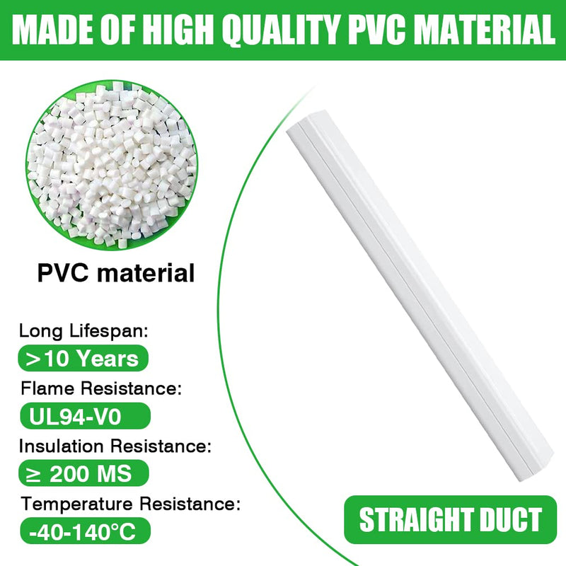 4" 3.3Ft Straight Duct, Decorative PP Mini Split Line Set Cover White 4" x 3.3 Feet