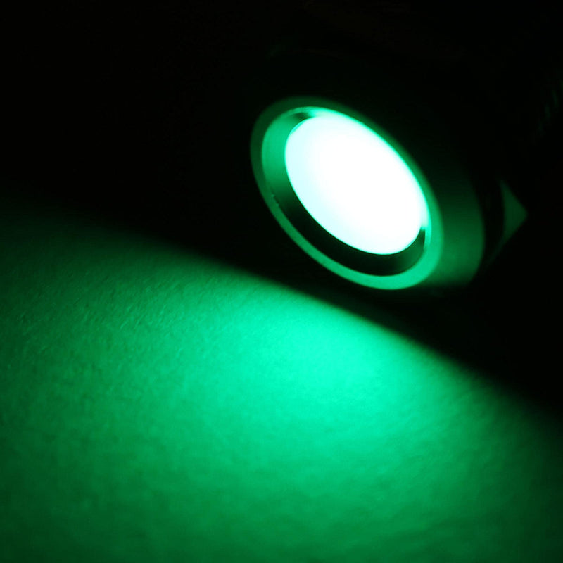 uxcell Signal Indicator Light AC/DC 110V 12mm Dash Lamp Flush Panel Mount Green LED Metal Shell