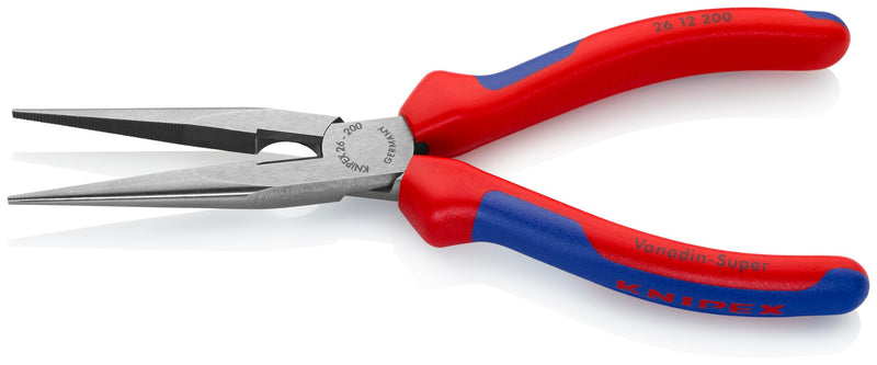KNIPEX Tools - Long Nose Pliers With Cutter, Multi-Component (2612200), Multi-Colour, 8 inches Comfort Grip