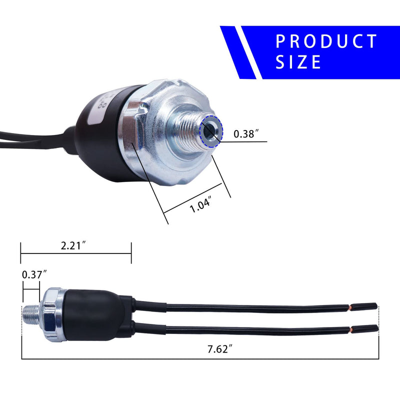 mankk Air Pressure Switch 110-145 PSI Thread 1/8" NPT 24V 12V DC Air Compressor Pressure Switch with Line for Air Horn Train 110-145-1/8" NPT-X-W