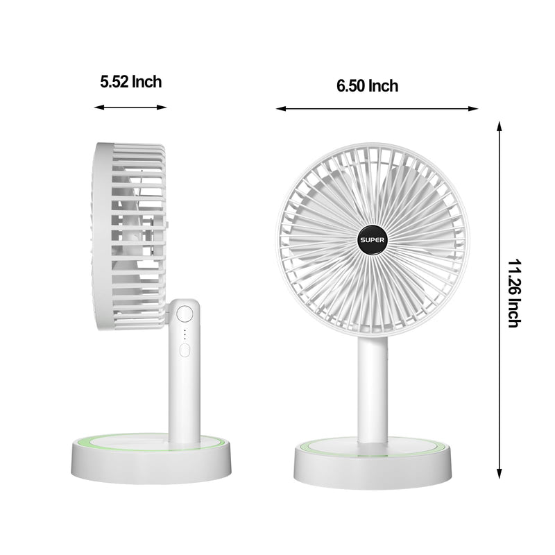 180° Foldable Small Desk Fan & Handheld Fan, 6.5 in Wireless,3 Speeds Battery Powered Portable Fan USB Rechargeable, Office Bedroom Dorm Camping Travel Cruise Essentials, Gifts for Women Men