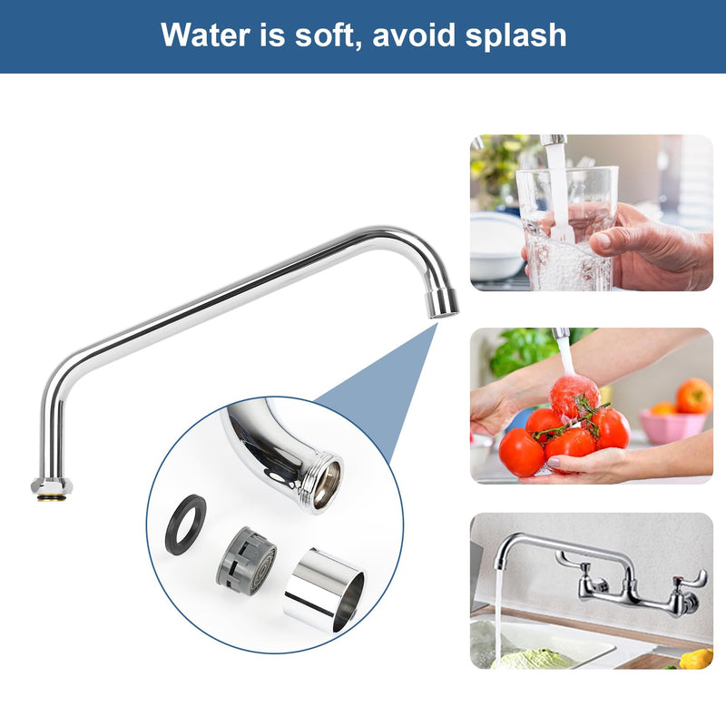 12 Inch Faucet Spout Replacement Fits for Most T&S Faucets, 360° Commercial Sink Faucet Swivel Spout for 2 or 3 Bay Compartment Sinks
