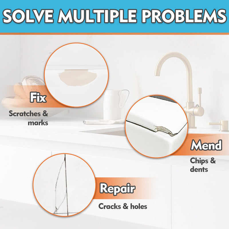 Bondtech Porcelain Repair Kit, White Bathtub & Tile Repair Kit, for Tub, Enamel, Fiberglass, Acrylic, Porcelain, Ceramic, Marble, Granite, Chips, Dents, Cracks, Hole (100) 100