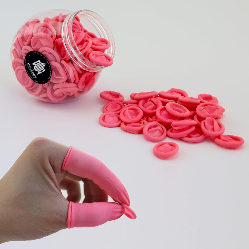 Finger Cots Medium Finger Gloves - Disposable Latex Finger Covers Protection for Finger Tips, Fingertip Protector for Manicure, Handmade, Industrial Apply 150PCS (Pink-Medium) Pink-medium