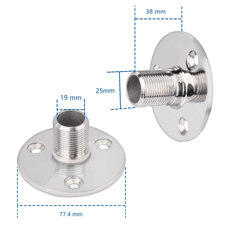 Bingfu VHF Marine GPS Antenna Base Mount Kit 316 Stainless Steel Fixed Mount Bracket for Boat Automotive