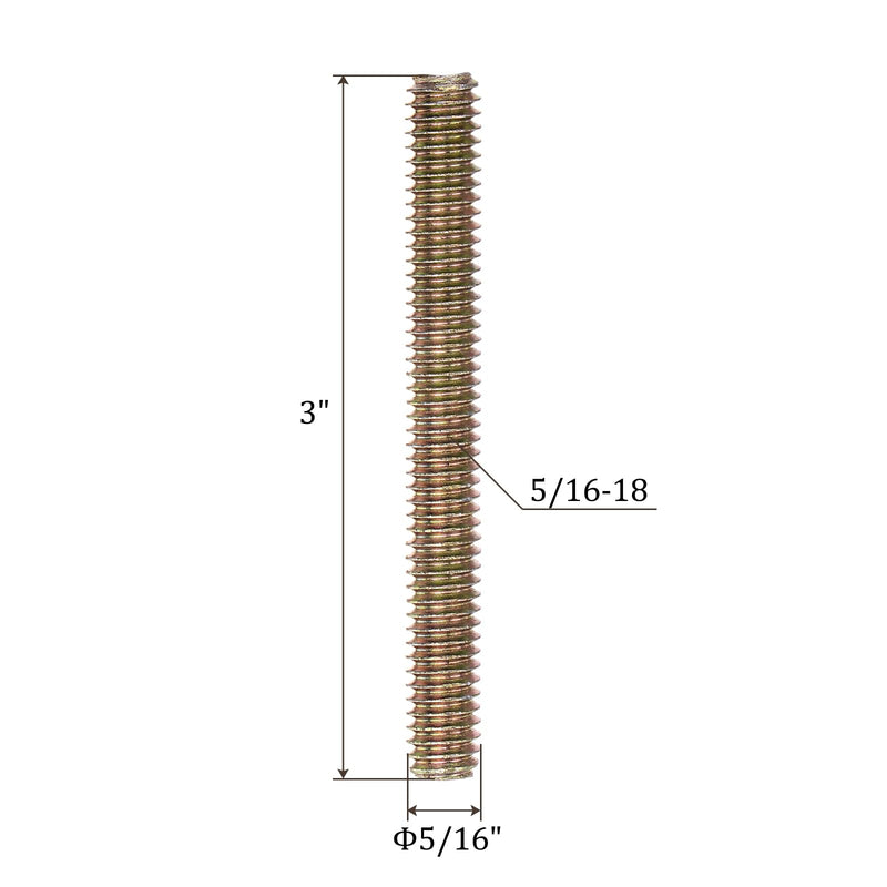8pcs Fully All Threaded Rod [5/16"-18 Thread x 3" Length], Color Zinc Fully Thread Screws for Furniture Mounting Assembly Fastening, Carbon Steel 5/16x3"