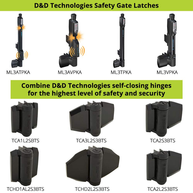 D&D Technologies TCA3L2S3WTS TruClose Regular Duty Self Closing Gate Hinge, for Wood and Vinyl Gates up to 66 Pounds, with Alignment Legs, for Square Gate Frame and Post, White, 2 Count (Pack of 2) For Wood, Vinyl Gates & Fences (Pack of 2)