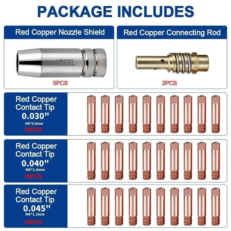 YOBEL MB15 MIG Consumables Kit, 37PCS Tips & Nozzles for 15AK MIG200 Torch