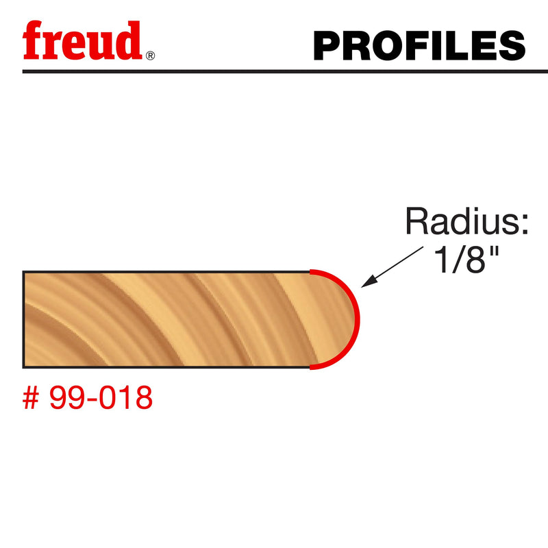 Freud 99-018: 1/8" Radius Canoe Joint Bit with 1/2" shank, 1-7/8" overall length