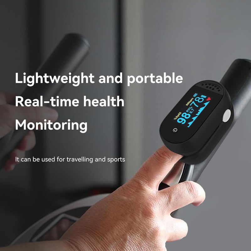 ACMC Oximeter, Features Oximeter with Alarm, Fingertip Pulse Oximeter with Alarm, Features Alarm & OLED Large Screen & Lanyard Black