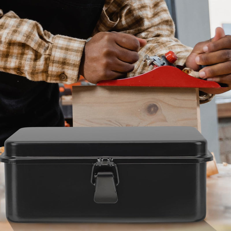 Tofficu Small Tool Box Metal Tool Box Organizer for Small Parts Portable Storage Case with Buckle 7.87 X 4.92 X 3.07 in for Home Garage Workshop