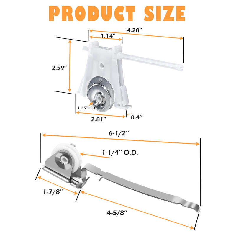 Gliding Screen Door Roller Assembly Fits for Andersen Upper #1997063 & Lower #1997310 (1991 to Present), 1-1/4" Nylon Concaved Wheels, Edge Adjustable (2 Pairs) Upper+Lower Screen