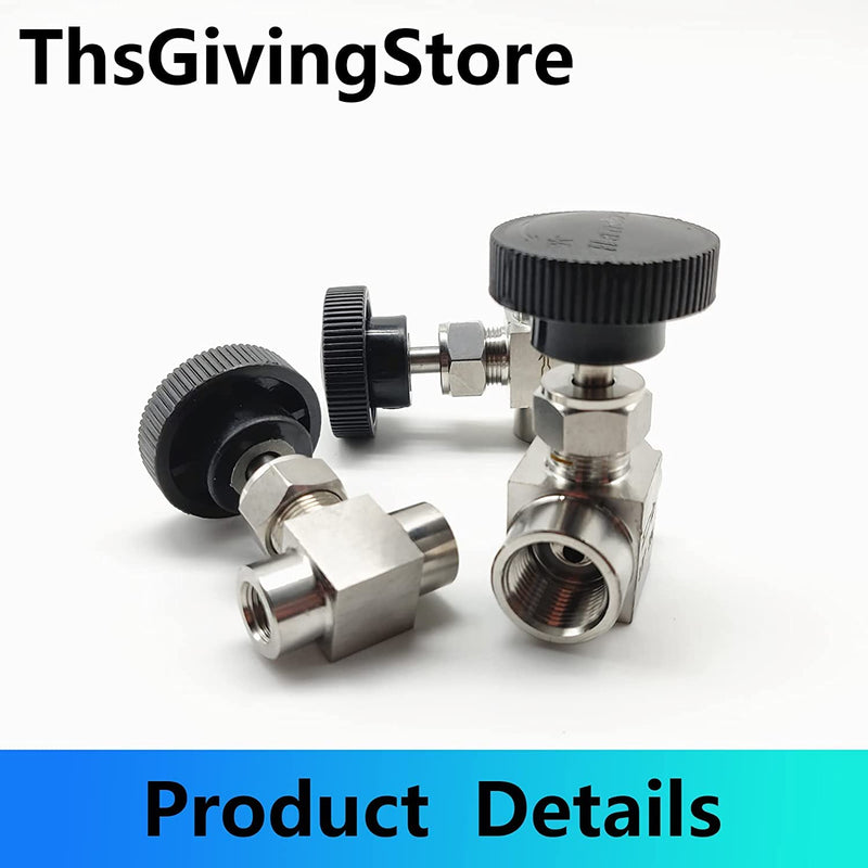 1/8 1/4 3/8 1/2 Inch NPT Valves 304 Stainless Steel NPT Female Needle for Valve Flow Control Water Gas Oil (NPT 3/8) NPT 3/8