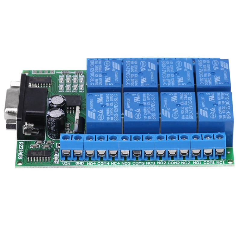 8 Channel Relay Module, 12V 8 CH DB9 RS 232 Relay Module Remote Control Switch Smart Home