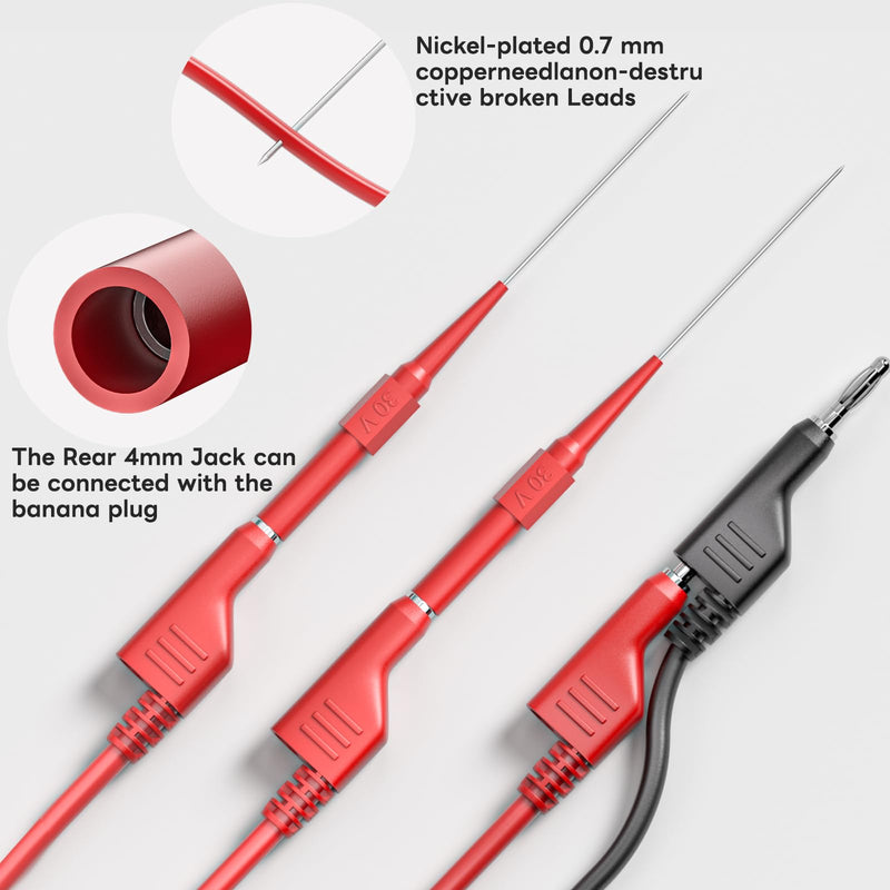 Goupchn Test Leads Kit Alligator Clips Electrical Cable 4mm Banana Plug to Banana Plug Test Wires with Wire Piercing Probes 6PCS for Multimeter Electrical Testing Red&Balck