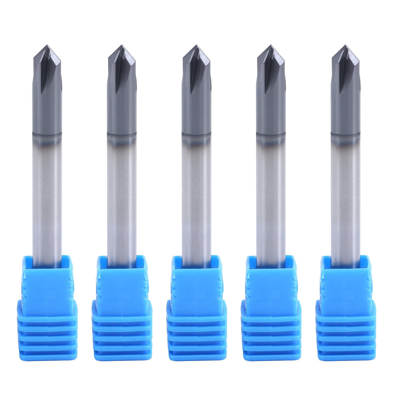 ISB 90 Degree Chamfer End Mill, 1/4'' Diameter Carbide Chamfering Mill, 4 Flute CNC V Bit for Carving V Groove and Chamfering, 5 Pcs 1/4 in