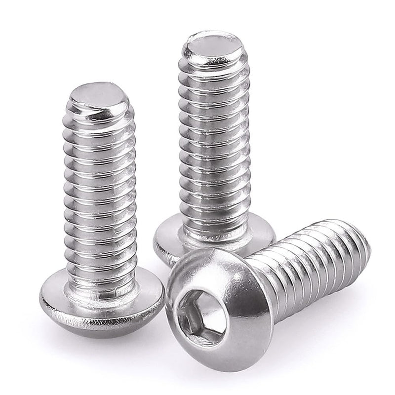 1/4-20 x 3/4" Button Head Socket Cap Bolts Screws, 304 Stainless Steel 18-8, Allen Hex Drive, Bright Finish, Fully Machine Thread, Pack of 25 1/4-20 x 3/4