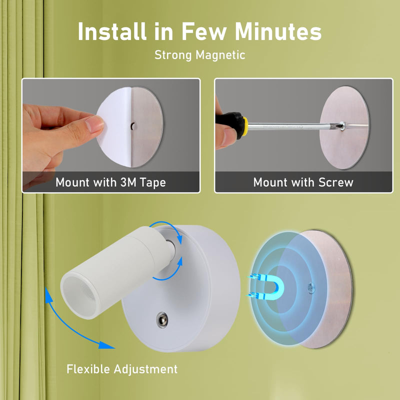 LED Wireless Spotlights with Remote Up Lights Indoor Dimmable Picture Light Battery Operated with Timer, Rechargeable Spot Lights Accent Uplighting for Plant Wall Art Dartboard White