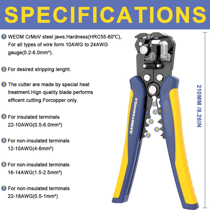 haisstronica Crimping Tool for Heat Shrink Connectors Set with 280PCS AWG 22-10 Marine Grade Heat Shrink Wire Connectors and Wire Stripper 280PCS Heat Shrink Wire Connectors Kit