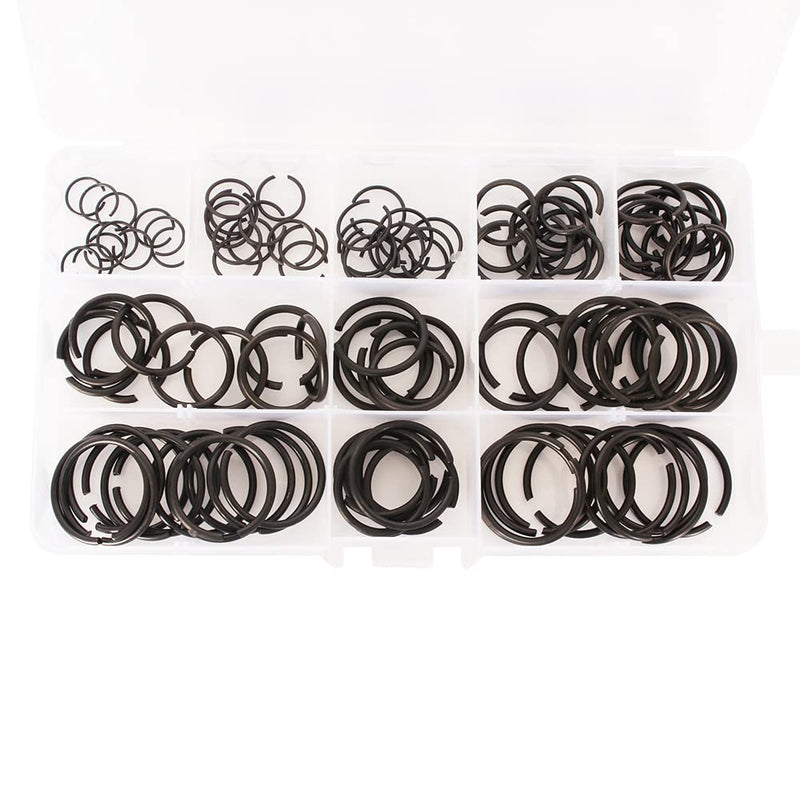 Fasttend GB895.2 Φ10-Φ26 Retainer Clip 65Mn Shaft Steel Wire Ring Snap Ring Set,Bearing Stop Ring Assortment Kit,Round Wire Snap Rings for Shafts,120Pcs Wire Ring Snap Ring Set-120pcs