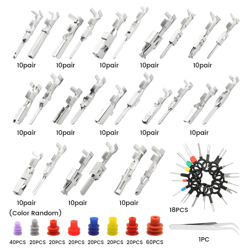 500Pcs Connector Pins Kit Car Electrical Wire Terminal Pins Connector Kit 1/1.5/1.8/2.2/2.8/3.5mm Non-Insulated Plug Removal Male Female Crimp Pins(Color:as Shown) as shown